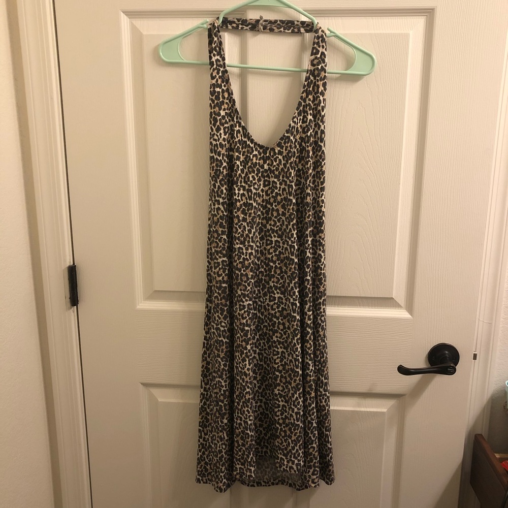 American Eagle Leopard Print Halter Dress